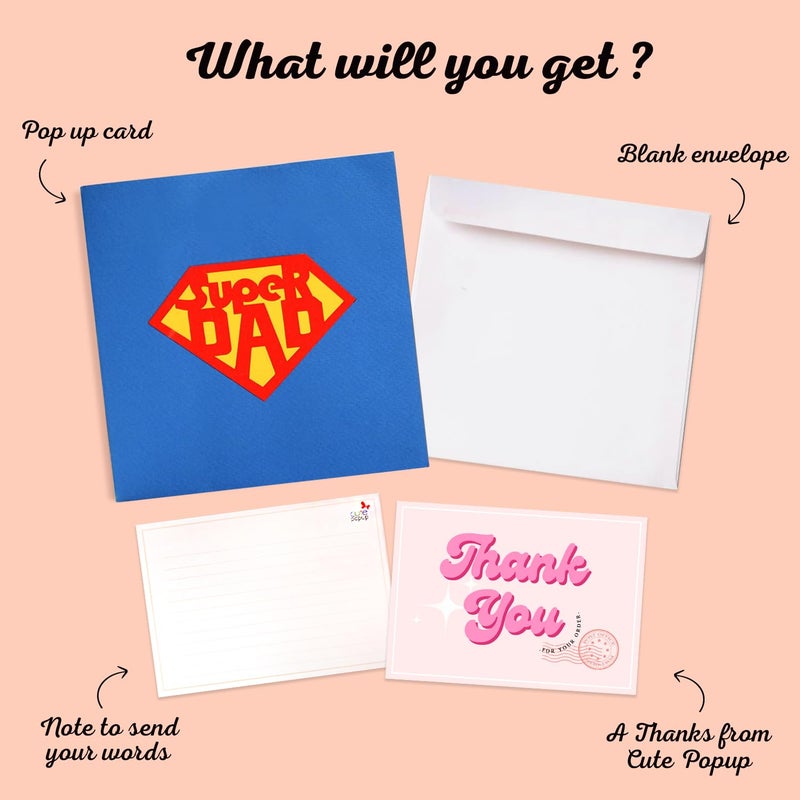 CUTE POPUP Super Dad 3D Popup card funny greeting gift for Husband, Dad, Father - Image 4